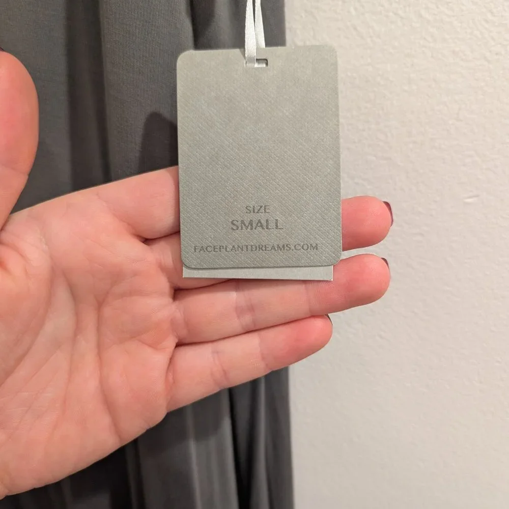 FACEPLANT DREAMS Nwt Bamboo V-Neck Nightshirt S Earl Gray Gray/Green SOFT - Picture 6 of 15